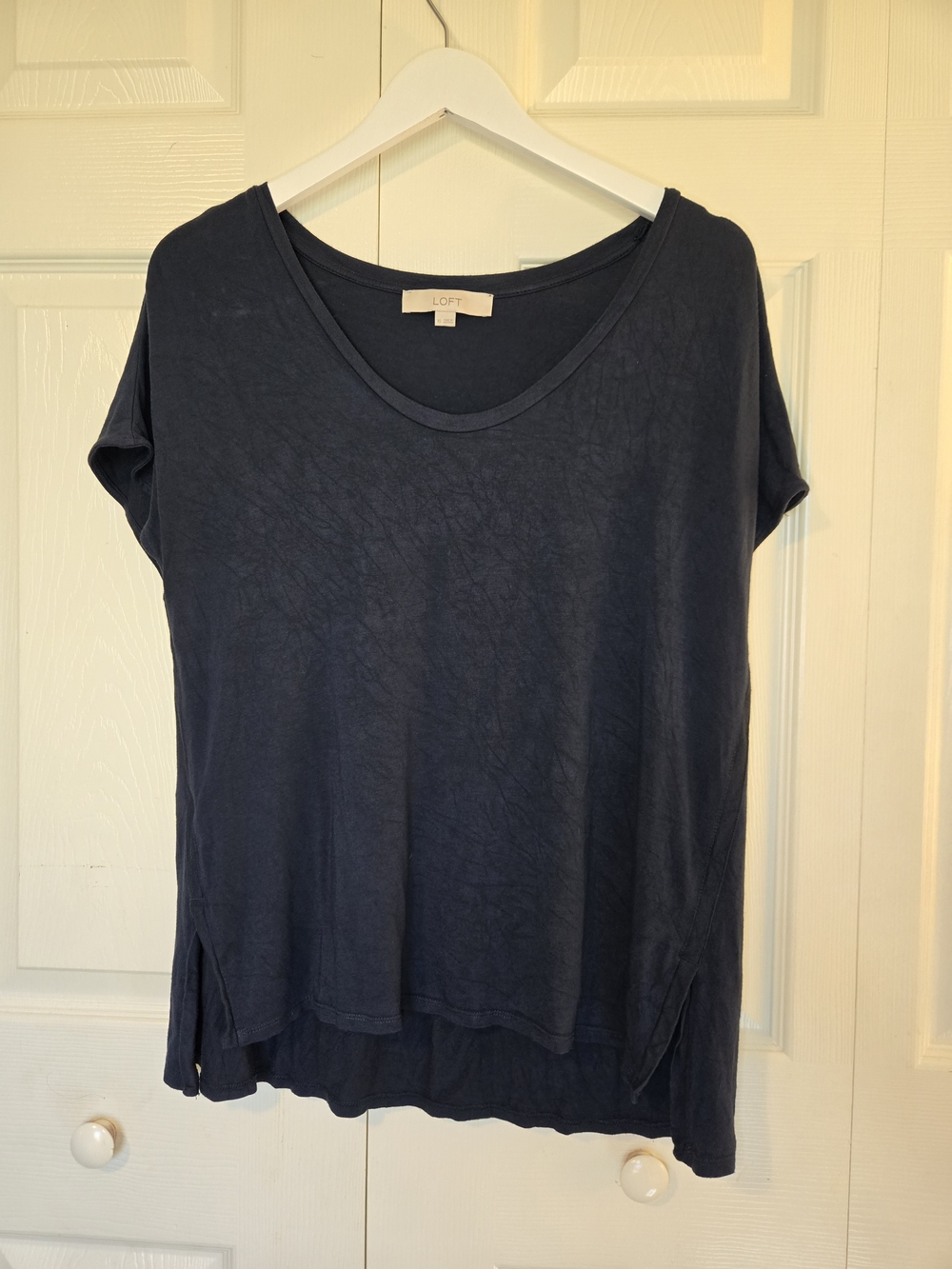 LOFT Dark Navy Scoop Neck Short Sleeve Top